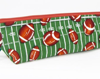 Football, pencil case, Back to school supply, zippered pouch, triangle pencil case, pencil case for kids,makeup bag, toiletry bag