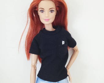 Barbie Clothes Black T-Shirt with pocket