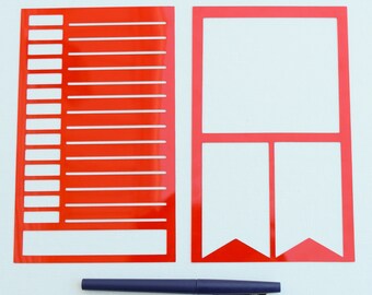 2 Bullet Journal Stencils - Time Blocking, Daily Planner, To do list, Goals, Shopping Lists Etc.