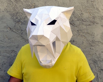 Make Your Own Sabertooth Tiger Mask. | Papercraft Sabertooth | Papercraft Tiger | Papercraft Animal | Puma | Tiger | Leopard | Wild cat