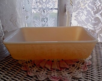 Vintage Fire King 409 Peach Luster Lustre Milk Glass Lusterware 1 Qt Dish Loaf Pan