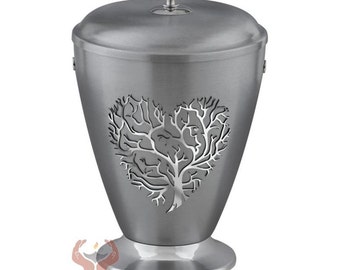 Beautifu Metal Cremation Urn for Ashes,Funeral Urn for Adult (Heart 3D)