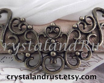 3pcs. Antique Bronze Focal Piece & Connector --- CHM - 077