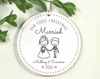 First Christmas Married Christmas Ornament Personalized Christmas Ornament Personalized Wedding Gift Our Personalized Porcelain Ornament