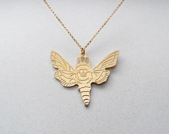 moth necklace, deaths head moth, death moth, hawk moth