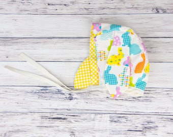 Easter Bunny Bonnet- Easter bonnet, bunny sunbonnet, baby girl sunhat, newborn bonnet, baby girl bonnet- romper not included, hat only