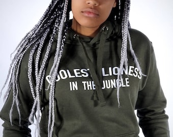 Coolest LIONESS In Jungle hoodie, women - olive green hoodie sweatshirt H&M monkey