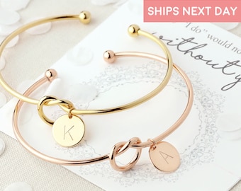 2 To 8 Bulk Discount Personalized Bracelet Monogram Bridesmaid Proposal Will You Be My Bridesmaid Gift Knot Bracelet Friendship Bracelet KBR