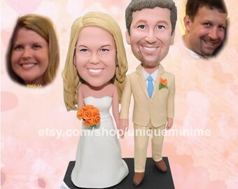 Unique wedding cake topper, personalized cake topper, Bride and groom cake topper, Mr and Mrs cake topper
