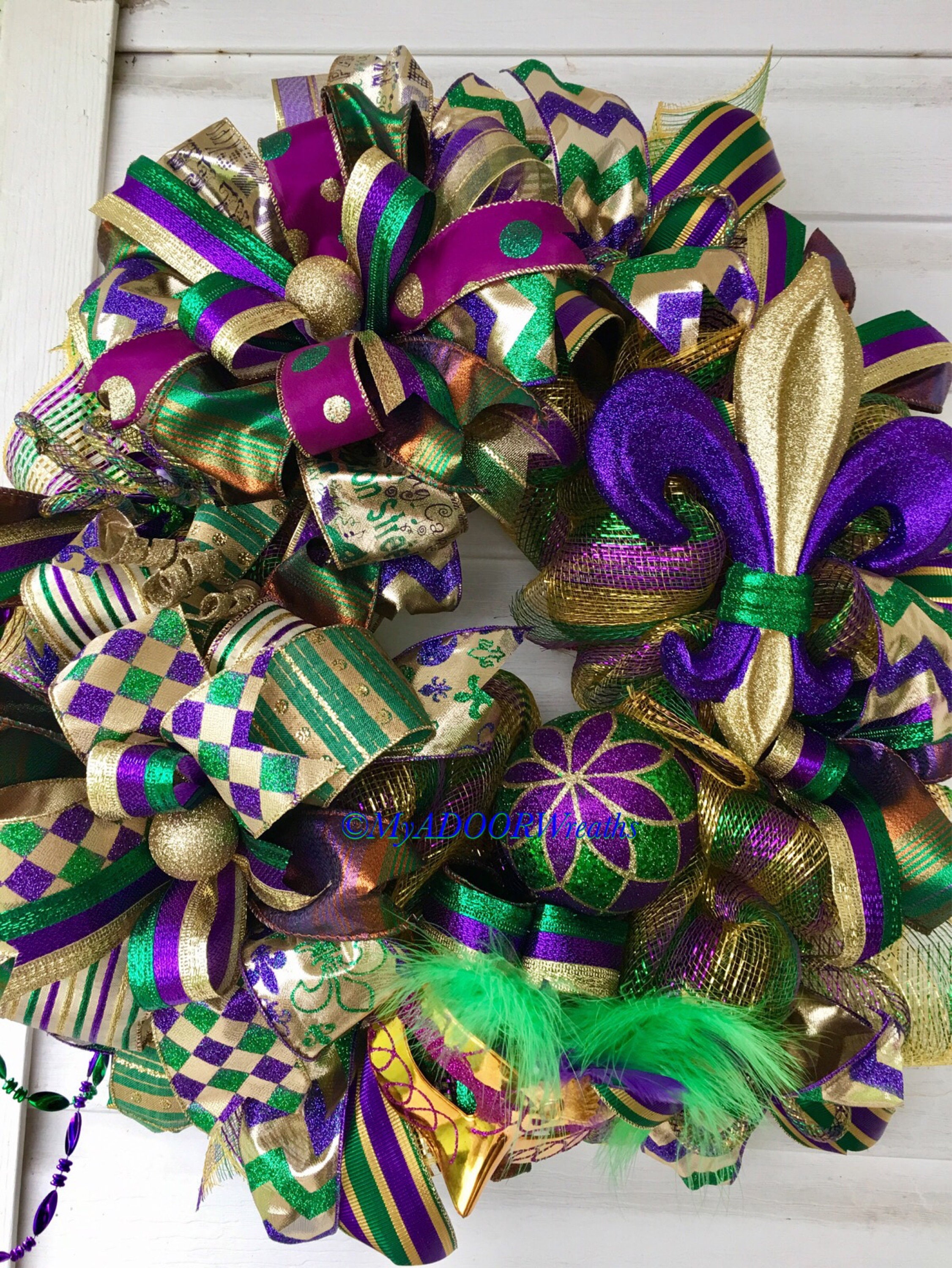 Mardi Gras Deco Mesh Wreath Jester Mardi Gras Wreath Coins