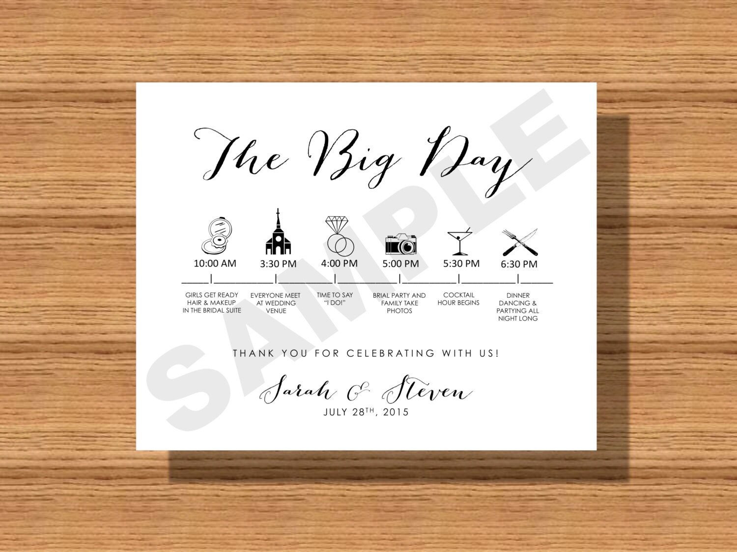printable wedding day itinerary card wedding day timeline wedding day itinery