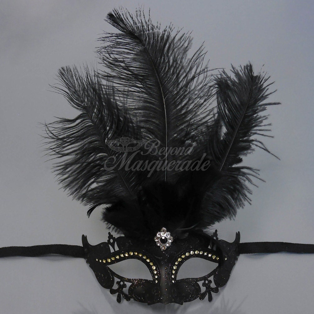 Masquerade Mask Black Feathers Masquerade Ball Mask