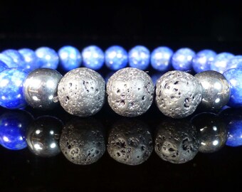 Natural Lapis Lava stone Bracelet Essential oils diffuser Hematite