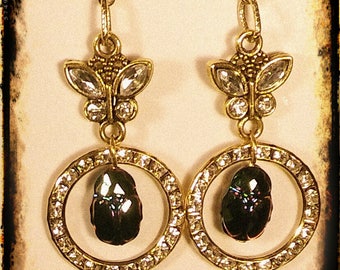 Swarovski Crystal Scarab Earrings