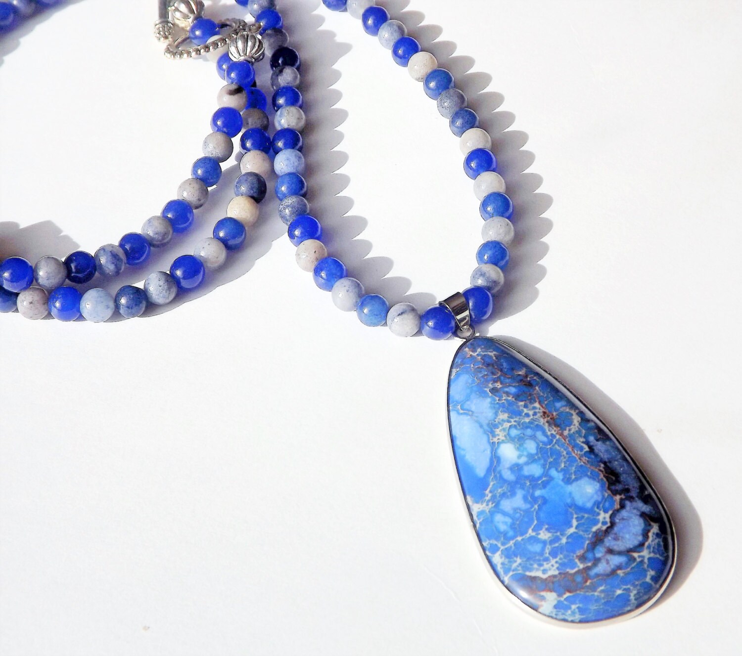 Aventurine Blue Necklace Imperial Jasper Stone Necklace