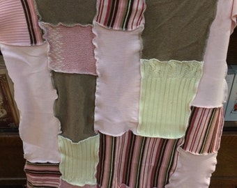 Pinks and grey recycled sweater baby blanket