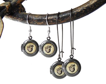 Anatomical Heart Locket Earrings - One Pair