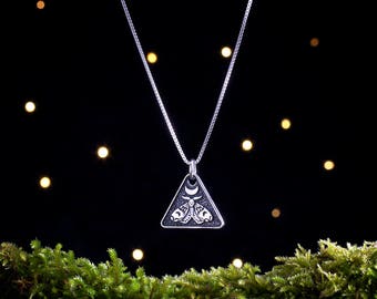 Sterling Silver Moon Moth, Death's Head Hawkmoth - (Pendant, Necklace or Earrings)