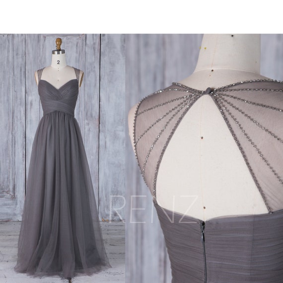  Charcoal  Gray  Bridesmaid  Dress  Ruched Sweetheart Wedding 