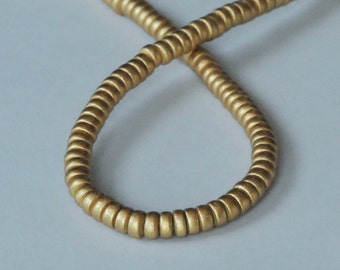 Gold Beads, Rondelle Wood Beads, 8x4mm, Lightweight Beads, Fast Shipping from USA