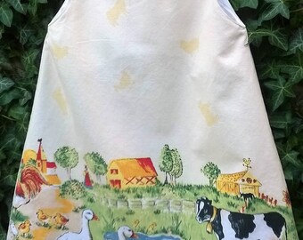 Printed 6 "countryside" line pinafore dress