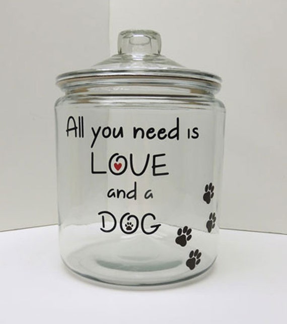 Dog treat jar Gallon glass canister Dog bone jar glass