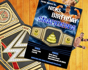 john cena printable birthday party invitation wwe birthday