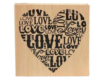 scrapbooking stamp LOVE heart wood