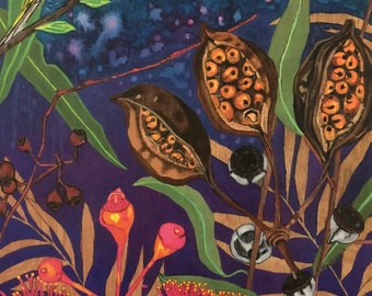 Australiana seed pods and fauna.