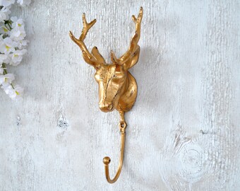 Deer Head Hook,Stag,Antlers,Cast Iron Hook Deer Hook, Animal hook