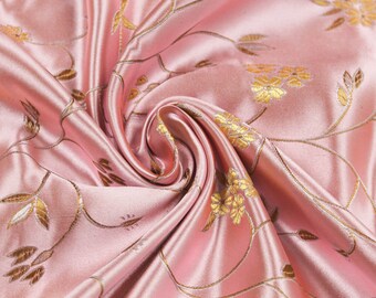 Cecilia LIGHT PINK Floral Brocade Chinese Satin Fabric by the Yard - 10035