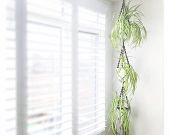 Three Tiered Macrame Plant Hanger // Hanging Planter for Three Plants