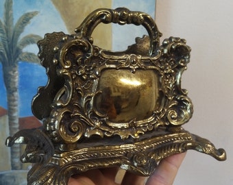 Vintage BRASS PAPER HOLDER Napkin Holder