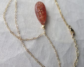 Exquisite Sunstone and 14k Gold Filled Necklace