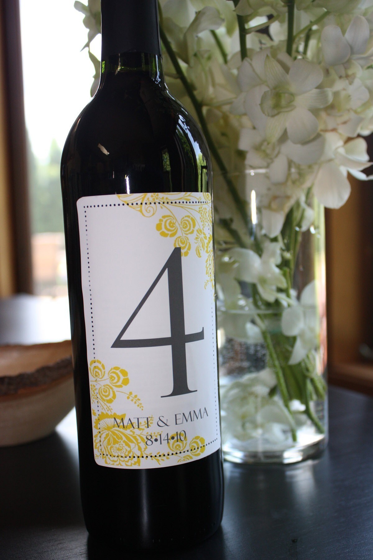 Table Number Wine labels...choose your colors...Floral