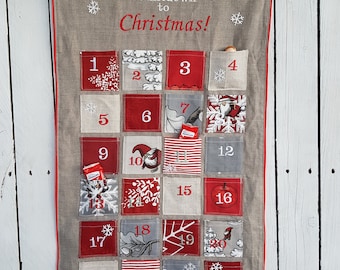 Advent calendar, countdown to christmas, vintage look advent calendar, fabric advent calendar