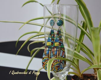 Paper Earrings-inspired by the painting: Spokes, Laura Maeso