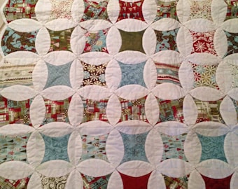 Hand Quilted Cathedral Window Lap Quilt