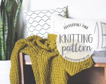 Medina Knit Throw Blanket - KNITTING PATTERN - Chunky Knit Blanket Instant Download