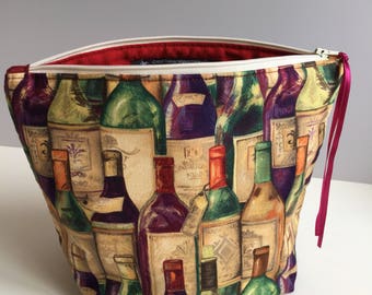 Wine bottle knitting project bag small