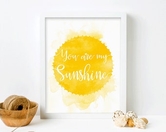 You Are My Sunshine Wall Art, Framed Nursery Print, Christmas Gift for Kids, Framed Art, Art for Kids Room, Nursery Wall Art