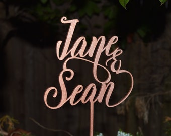 Rose Gold wedding Wedding Cake Topper, Wedding Cake Decor, Rose Gold Cake - Wedding Gift, Valentine Day Cake Topper