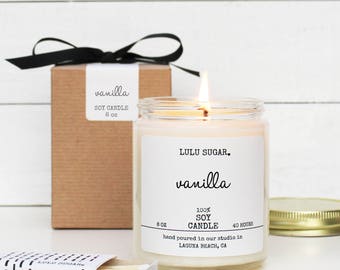 Vanilla Scented Soy Candle - 8 oz Candle - Soy Candle Gift | Vanilla Candle | Premium Candle | Handmade Candle | Scented Candle