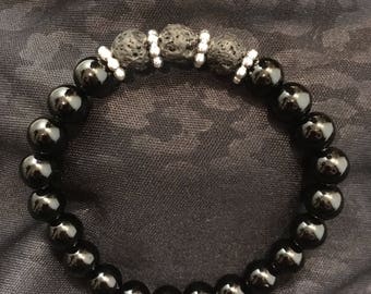 Black Onyx Lava Rock Essential Oil Diffuser Bracelet