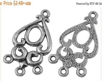 25% off SALE Antiqued Silver Chandelier Connectors, Silver Earring Findings, Silver 34x18mm Metal Connectors, Flower