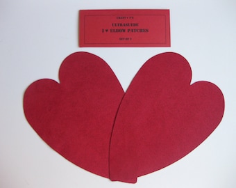 Elbow Patches - Heart Shaped Red Ultrasuede - Set of 2