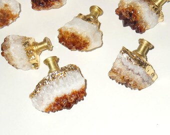 Natural Citrine Druzy Cluster Knobs - Gemstone Pulls - Free-Form Clusters