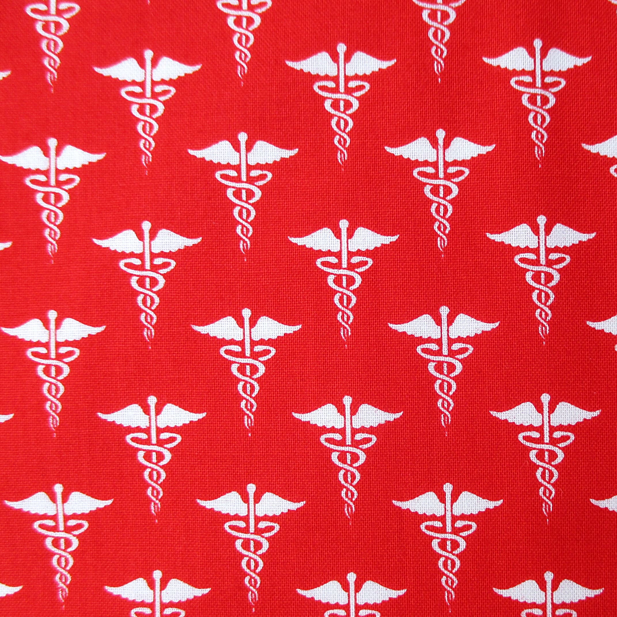 Fabric Calling All Nurses Caduceus on Red Medical Symbol
Red Nursing Caduceus