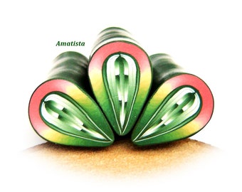Polymer clay petal cane: Raw clay cane - Millefiori cane supplies - Pink-yellow-green petal cane - Supplies for jewelers