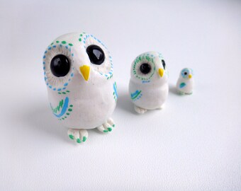 Polymer clay animal totem owl figurine